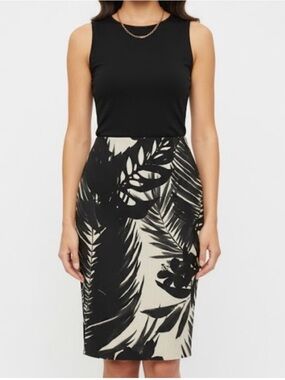 J. Crew Linen tropical print pencil skirt